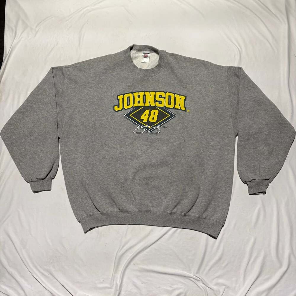 Vtg Jerzees Super Sweats Jimmie Johnson 48 NASCAR Sweatshirt Mens XXL Gray